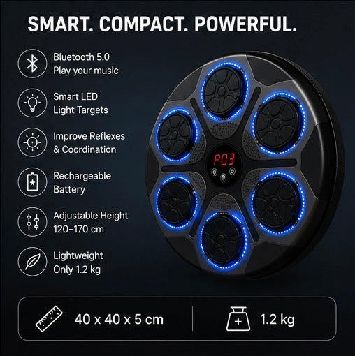 Smart Music Boxing Machine with Bluetooth & LED Lights