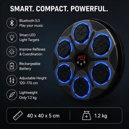 Smart Music Boxing Machine with Bluetooth & LED Lights